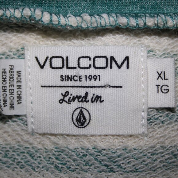 Volcom Lived In Sz XL NEW $45 Heathered Emerald Green Cream Cotton Blend Sweater - Picture 9 of 14